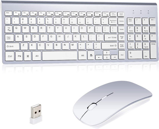 Combo Teclado y Mouse Inalámbricos 2.4G – Diseño Ultrafino para Windows y Mac