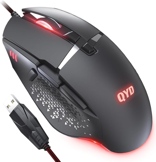 Mouse Gamer RGB con Cable – 7200 DPI Ajustable, Ergonómico, 8 Botones Programables