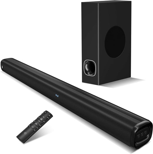 Barra de Sonido 2.1 con Subwoofer – 160W, Sonido Envolvente y Bluetooth