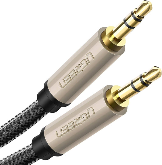 Cable Auxiliar 3.5 mm Estéreo Macho a Macho – Hi-Fi, Trenzado de Nylon, 2mt