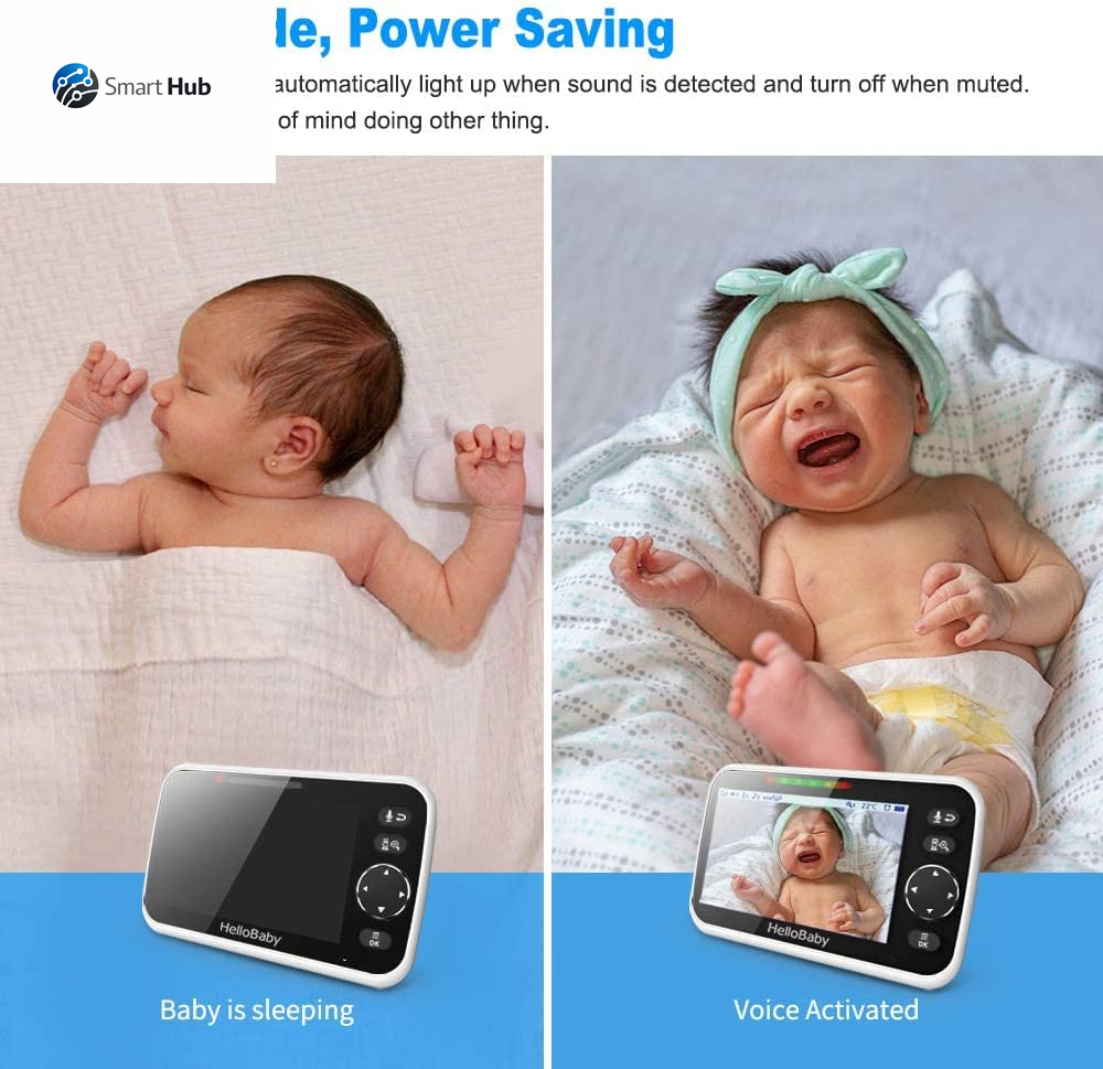 Monitor, Video Baby Monitor with Camera and Audio, 5” Large Display No Hacking Risks, Bright Night Vision, 2-Way Talk, Temperature, 8 Lullabies and 1000Ft Long Range
