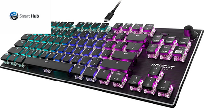 Vulcan TKL Mechanical PC Tactile Gaming Keyboard, Compact, Tenkeyless, Titan Switch Optical, RGB AIMO Lighting, Anodized Aluminum Top Plate, Detachable USB-C Cable, Low Profile Design, Black