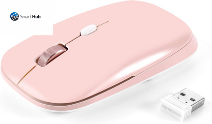 Wireless Flat Mouse, 2.4G Optical Mouse for Laptop, PC, Chromebook, Notebook, Especially Designed for Computer Bags (Pink)