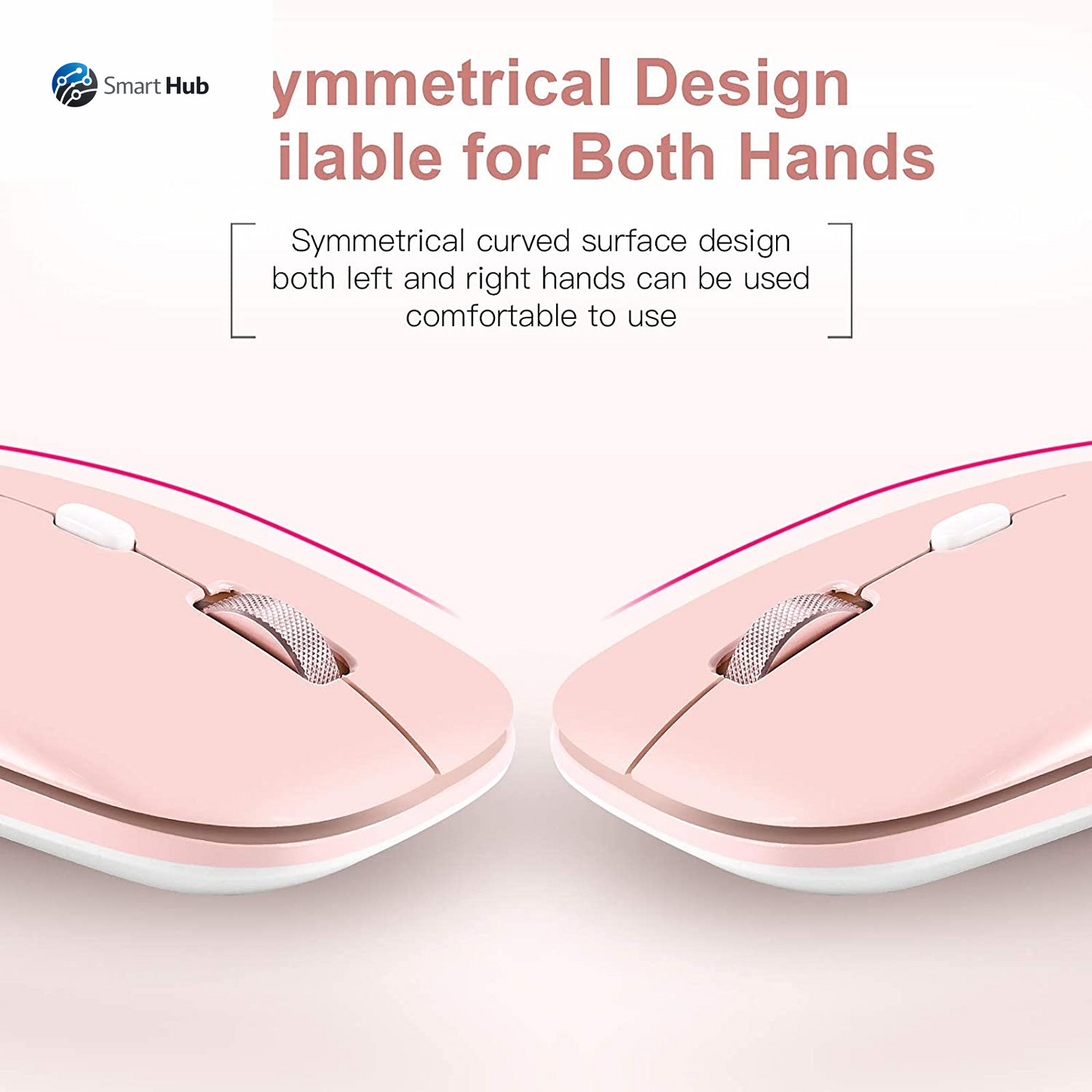 Wireless Flat Mouse, 2.4G Optical Mouse for Laptop, PC, Chromebook, Notebook, Especially Designed for Computer Bags (Pink)