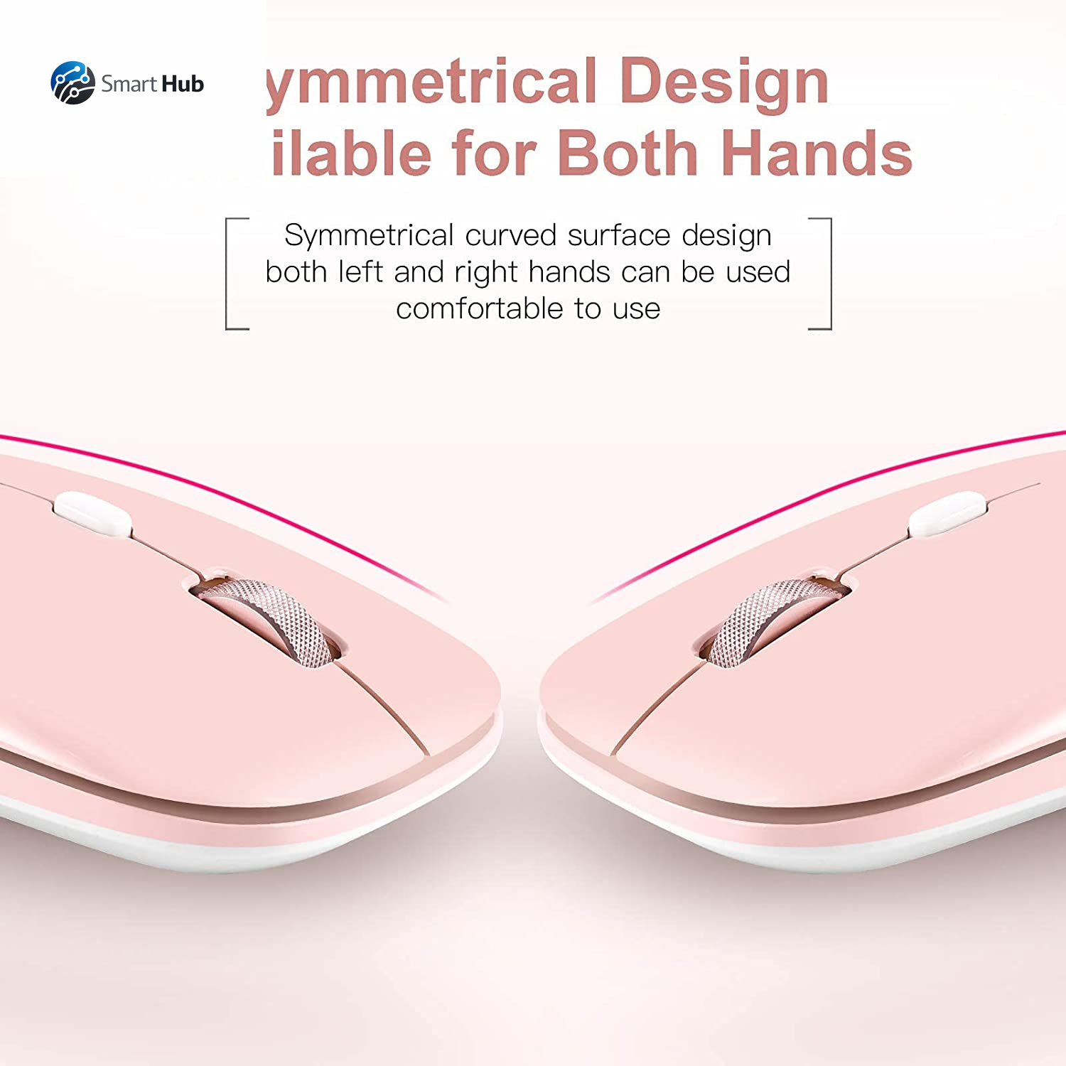 Wireless Flat Mouse, 2.4G Optical Mouse for Laptop, PC, Chromebook, Notebook, Especially Designed for Computer Bags (Pink)