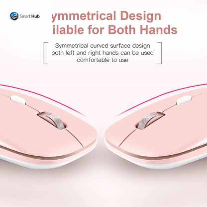 Wireless Flat Mouse, 2.4G Optical Mouse for Laptop, PC, Chromebook, Notebook, Especially Designed for Computer Bags (Pink)
