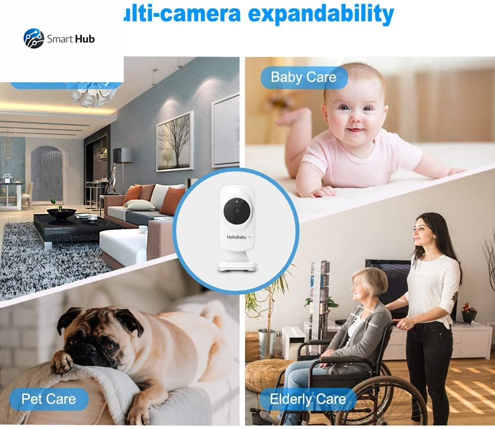 Monitor, Video Baby Monitor with Camera and Audio, 5” Large Display No Hacking Risks, Bright Night Vision, 2-Way Talk, Temperature, 8 Lullabies and 1000Ft Long Range