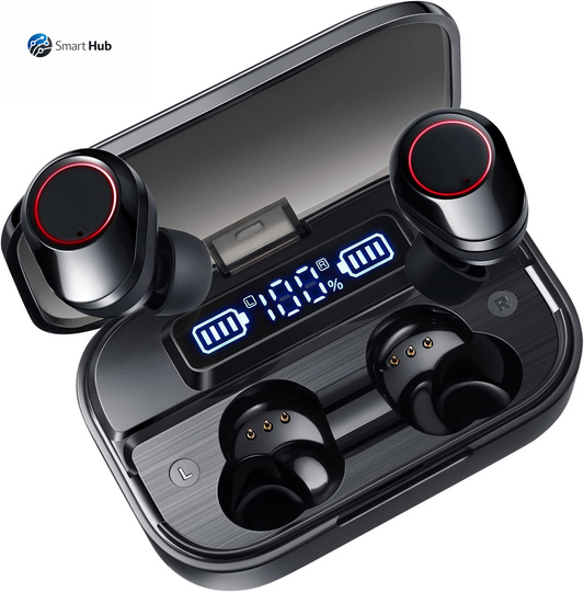 Wireless Earbuds Bluetooth 5.1 Headphones with Superior Stereo Sound, High Dynamic Range & Bass Boosted, IPX7 Waterproof Earphones, 80Hr Playtime with Charging Case, Touch Control In-Ear Headset W/Mic