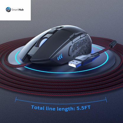 Gaming Mouse Wired 7200 DPI Adjustable Gaming Mice USB RGB Mouse for Big Hands, 8 Programmable PC Mice, Ergonomic Gamer Mouse for Gaming Laptop Desktop Computer PC with 1.67M Braided Cable