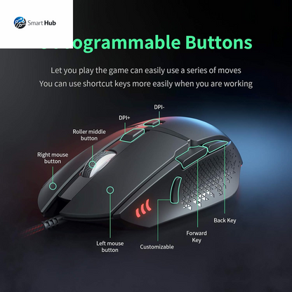 Gaming Mouse Wired 7200 DPI Adjustable Gaming Mice USB RGB Mouse for Big Hands, 8 Programmable PC Mice, Ergonomic Gamer Mouse for Gaming Laptop Desktop Computer PC with 1.67M Braided Cable