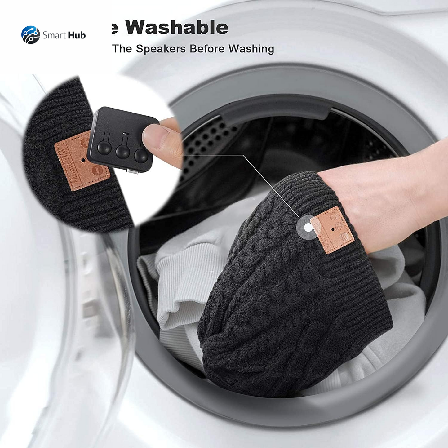 Wireless Bluetooth Beanie Hat Headphone Winter Warm Soft Knit Cap with Wireless Headphone Speaker Mic Hands Free for Iphone Android Cell Phones Black