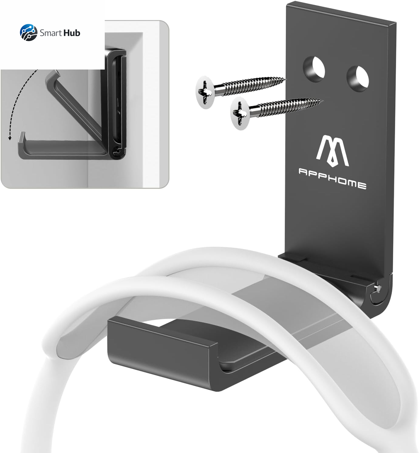 Headphone Stand Hanger Foldable Wall Hooks, save Space Durable Aluminum Headset Stand Holder for Universal Gaming Headset, Strong Adhesive, Black