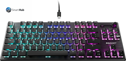 Vulcan TKL Mechanical PC Tactile Gaming Keyboard, Compact, Tenkeyless, Titan Switch Optical, RGB AIMO Lighting, Anodized Aluminum Top Plate, Detachable USB-C Cable, Low Profile Design, Black