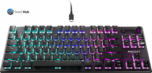 Vulcan TKL Mechanical PC Tactile Gaming Keyboard, Compact, Tenkeyless, Titan Switch Optical, RGB AIMO Lighting, Anodized Aluminum Top Plate, Detachable USB-C Cable, Low Profile Design, Black