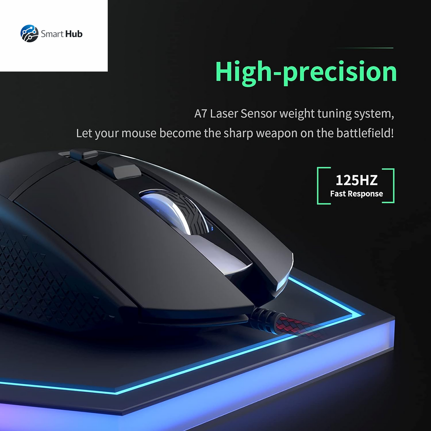 Gaming Mouse Wired 7200 DPI Adjustable Gaming Mice USB RGB Mouse for Big Hands, 8 Programmable PC Mice, Ergonomic Gamer Mouse for Gaming Laptop Desktop Computer PC with 1.67M Braided Cable