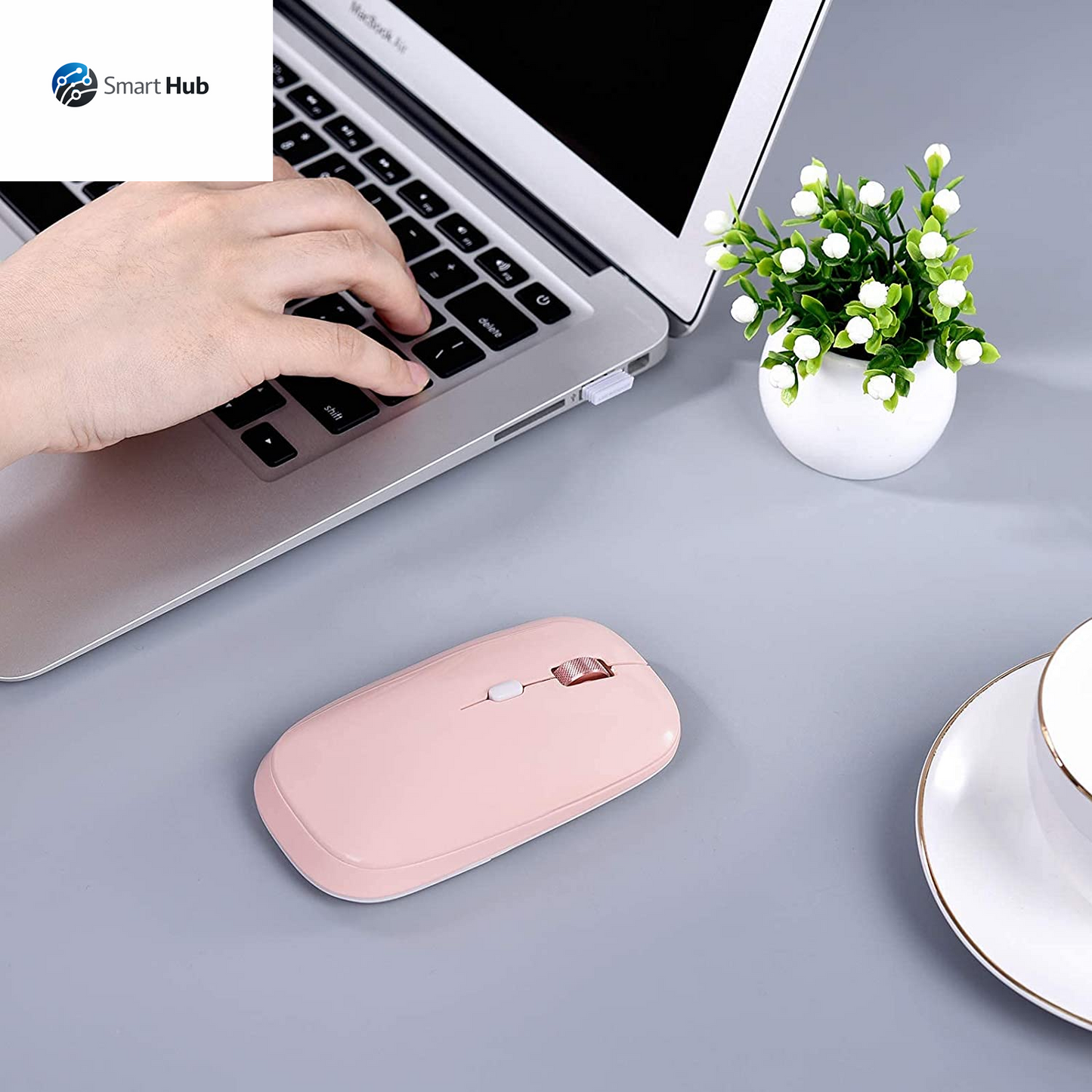 Wireless Flat Mouse, 2.4G Optical Mouse for Laptop, PC, Chromebook, Notebook, Especially Designed for Computer Bags (Pink)