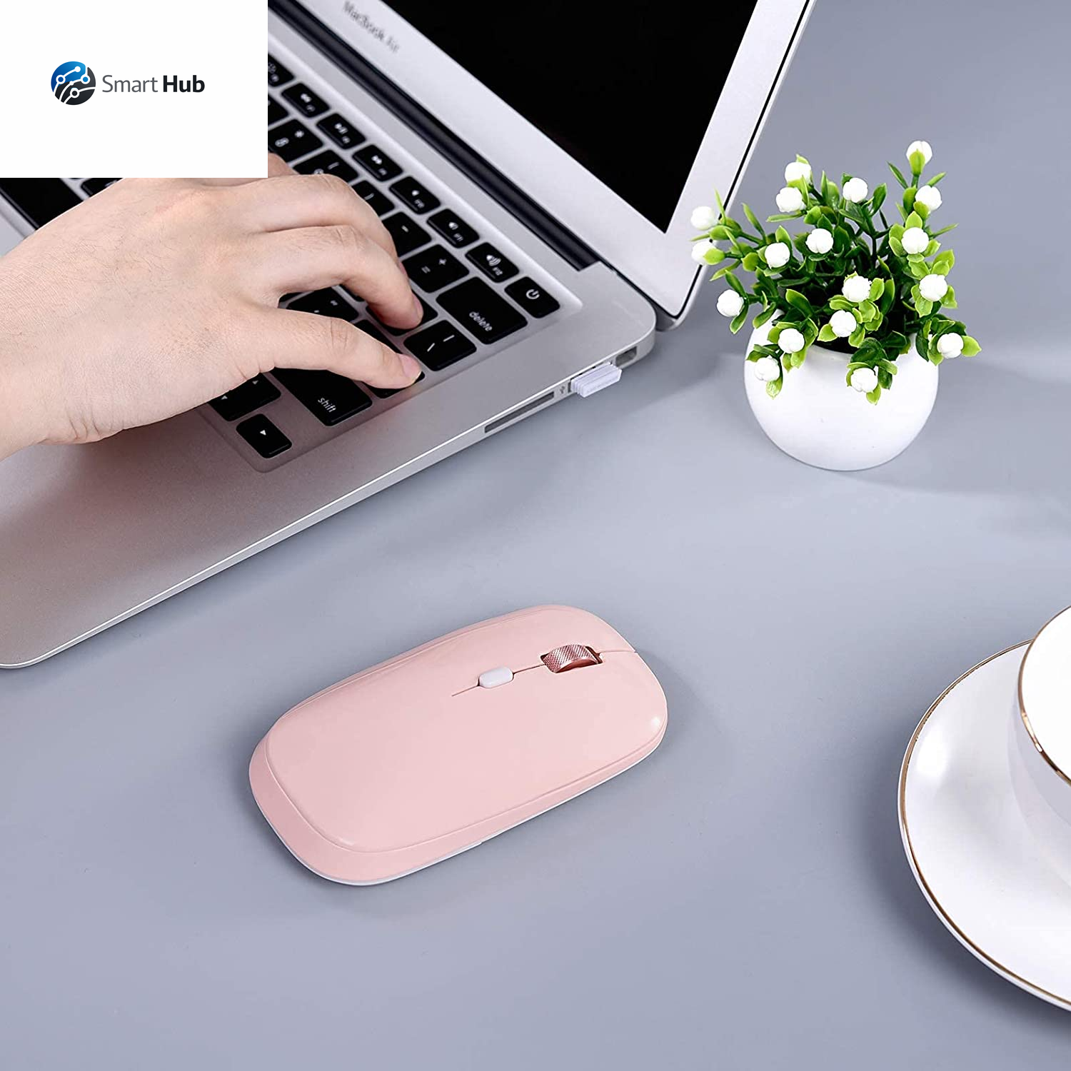 Wireless Flat Mouse, 2.4G Optical Mouse for Laptop, PC, Chromebook, Notebook, Especially Designed for Computer Bags (Pink)