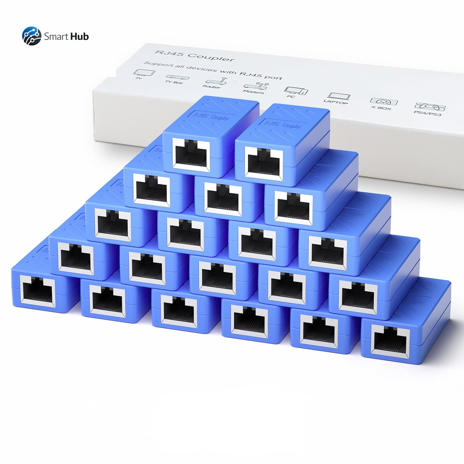 RJ45 Coupler, Ethernet Extender for Cat7/Cat6/Cat5E/Cat5 Female to Female Ethernet Coupler Connector (5, Blue)
