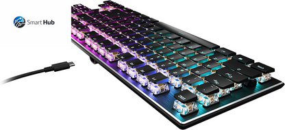 Vulcan TKL Mechanical PC Tactile Gaming Keyboard, Compact, Tenkeyless, Titan Switch Optical, RGB AIMO Lighting, Anodized Aluminum Top Plate, Detachable USB-C Cable, Low Profile Design, Black