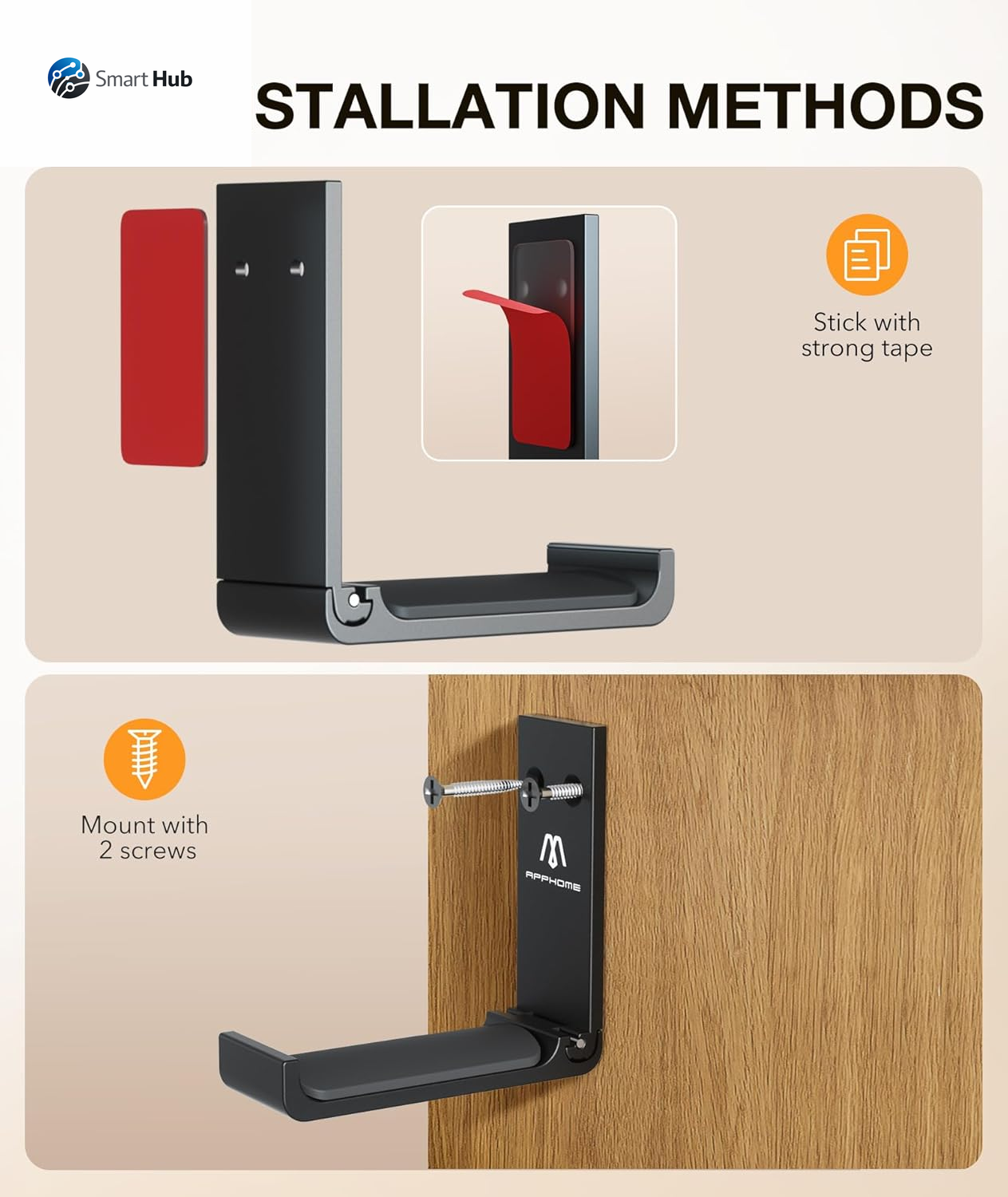 Headphone Stand Hanger Foldable Wall Hooks, save Space Durable Aluminum Headset Stand Holder for Universal Gaming Headset, Strong Adhesive, Black