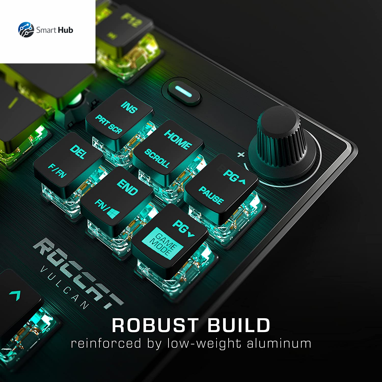 Vulcan TKL Mechanical PC Tactile Gaming Keyboard, Compact, Tenkeyless, Titan Switch Optical, RGB AIMO Lighting, Anodized Aluminum Top Plate, Detachable USB-C Cable, Low Profile Design, Black