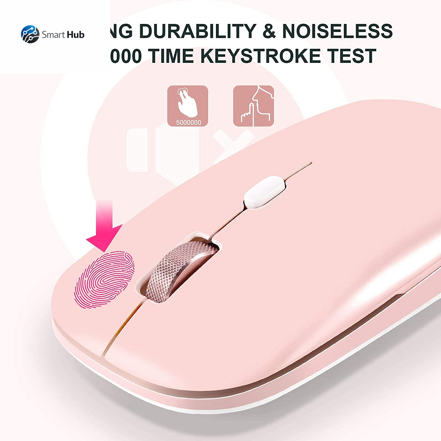 Wireless Flat Mouse, 2.4G Optical Mouse for Laptop, PC, Chromebook, Notebook, Especially Designed for Computer Bags (Pink)