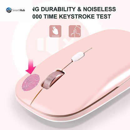 Wireless Flat Mouse, 2.4G Optical Mouse for Laptop, PC, Chromebook, Notebook, Especially Designed for Computer Bags (Pink)