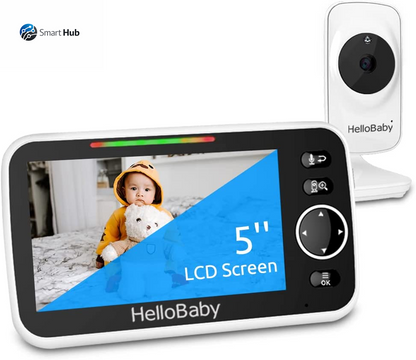 Monitor, Video Baby Monitor with Camera and Audio, 5” Large Display No Hacking Risks, Bright Night Vision, 2-Way Talk, Temperature, 8 Lullabies and 1000Ft Long Range