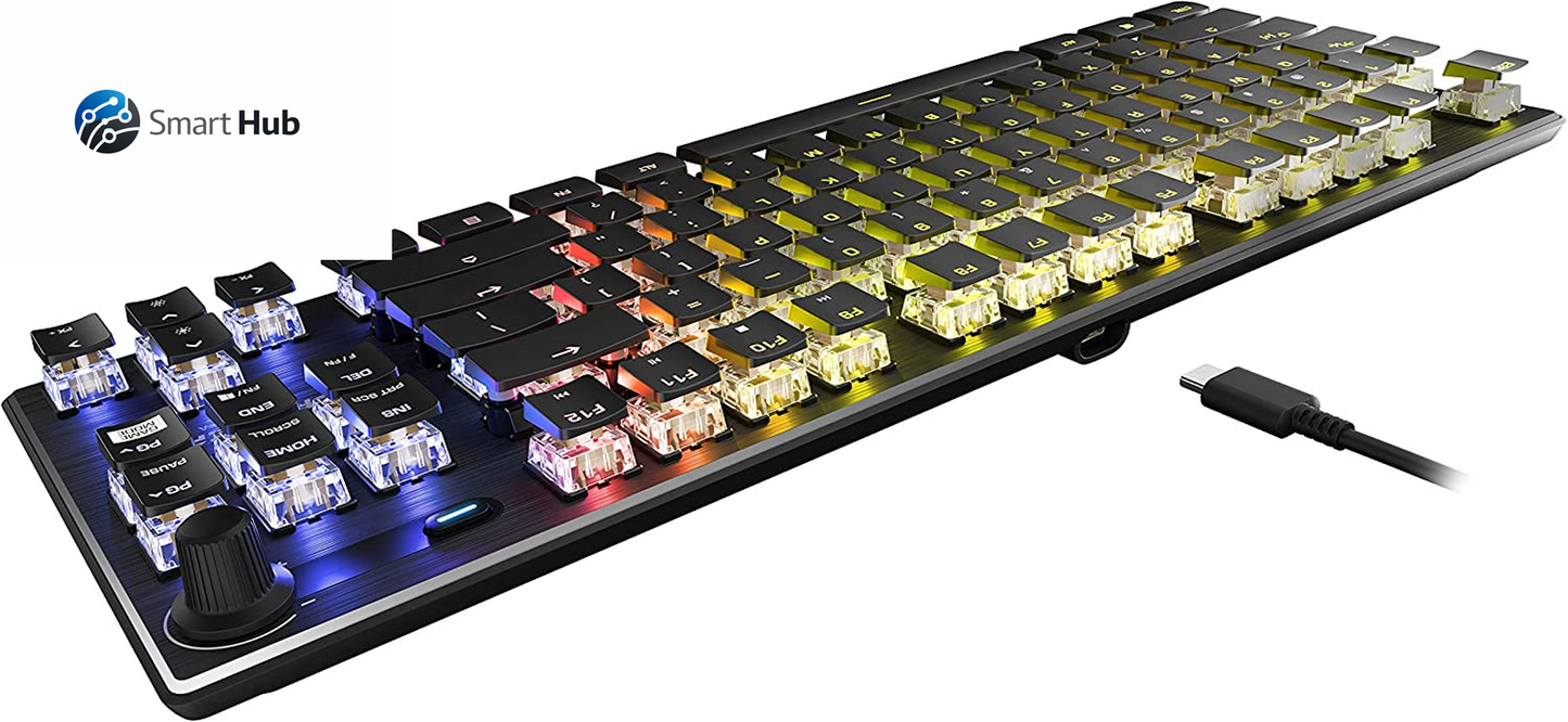 Vulcan TKL Mechanical PC Tactile Gaming Keyboard, Compact, Tenkeyless, Titan Switch Optical, RGB AIMO Lighting, Anodized Aluminum Top Plate, Detachable USB-C Cable, Low Profile Design, Black