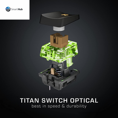 Vulcan TKL Mechanical PC Tactile Gaming Keyboard, Compact, Tenkeyless, Titan Switch Optical, RGB AIMO Lighting, Anodized Aluminum Top Plate, Detachable USB-C Cable, Low Profile Design, Black