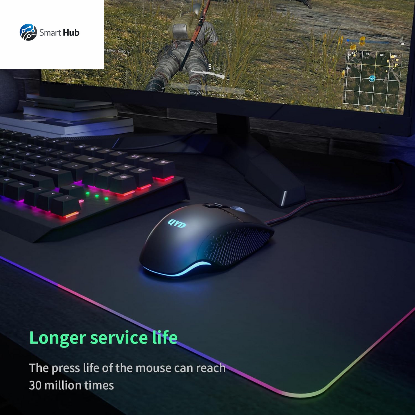 Gaming Mouse Wired 7200 DPI Adjustable Gaming Mice USB RGB Mouse for Big Hands, 8 Programmable PC Mice, Ergonomic Gamer Mouse for Gaming Laptop Desktop Computer PC with 1.67M Braided Cable