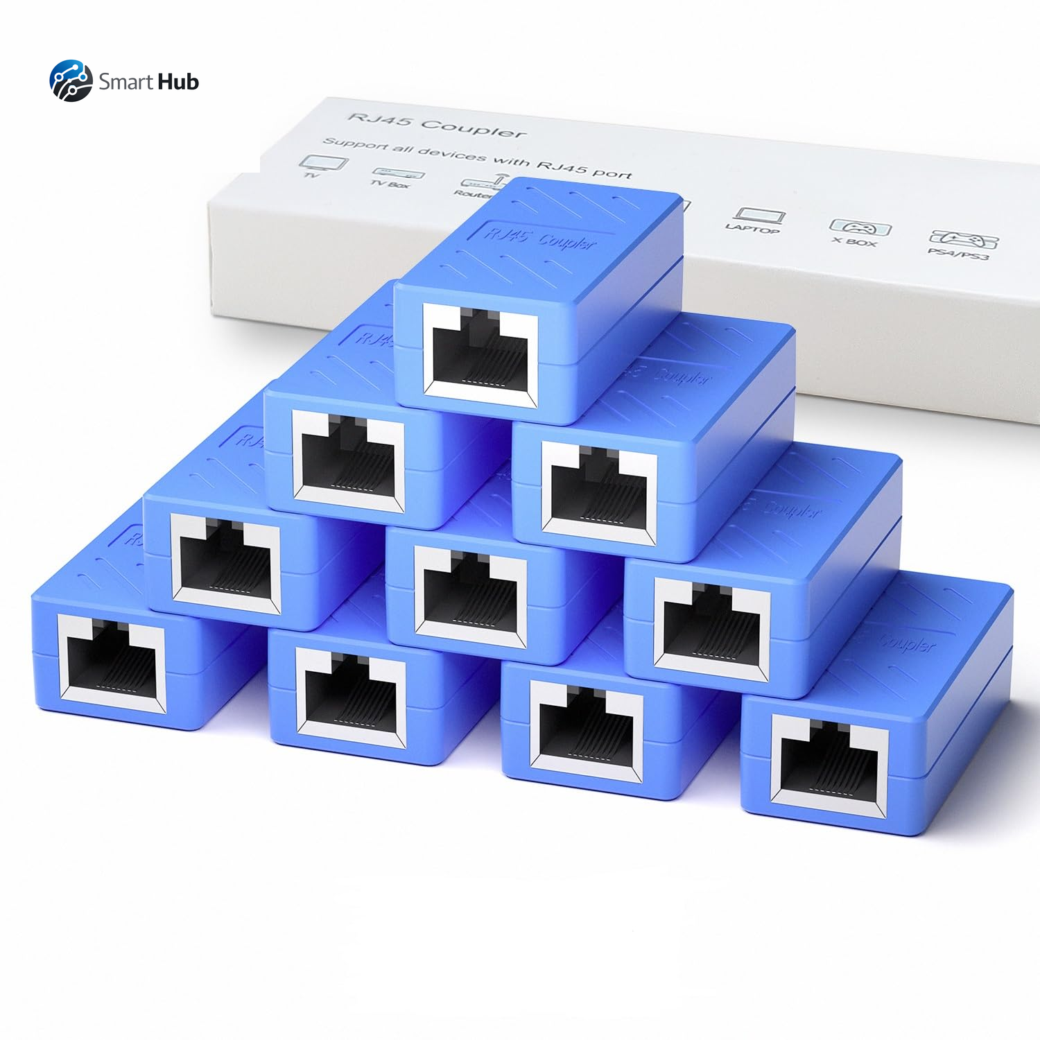 RJ45 Coupler, Ethernet Extender for Cat7/Cat6/Cat5E/Cat5 Female to Female Ethernet Coupler Connector (5, Blue)