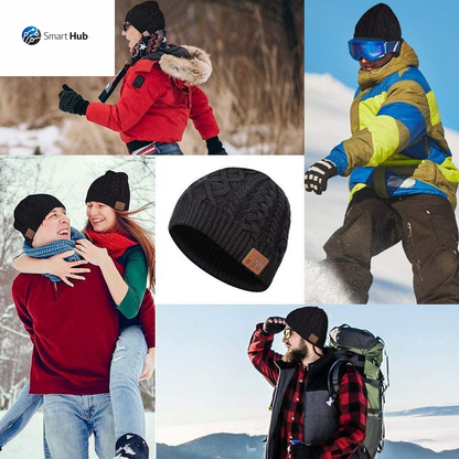 Wireless Bluetooth Beanie Hat Headphone Winter Warm Soft Knit Cap with Wireless Headphone Speaker Mic Hands Free for Iphone Android Cell Phones Black