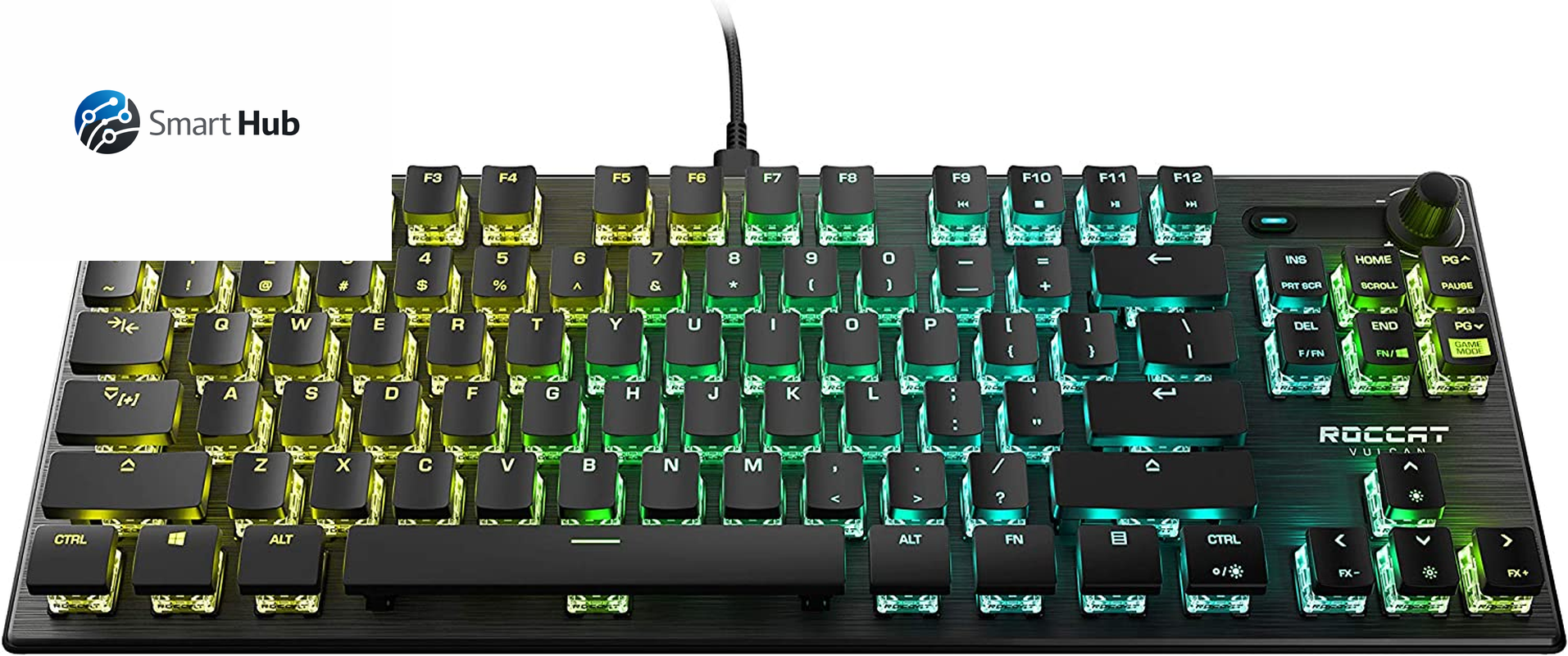 Vulcan TKL Mechanical PC Tactile Gaming Keyboard, Compact, Tenkeyless, Titan Switch Optical, RGB AIMO Lighting, Anodized Aluminum Top Plate, Detachable USB-C Cable, Low Profile Design, Black