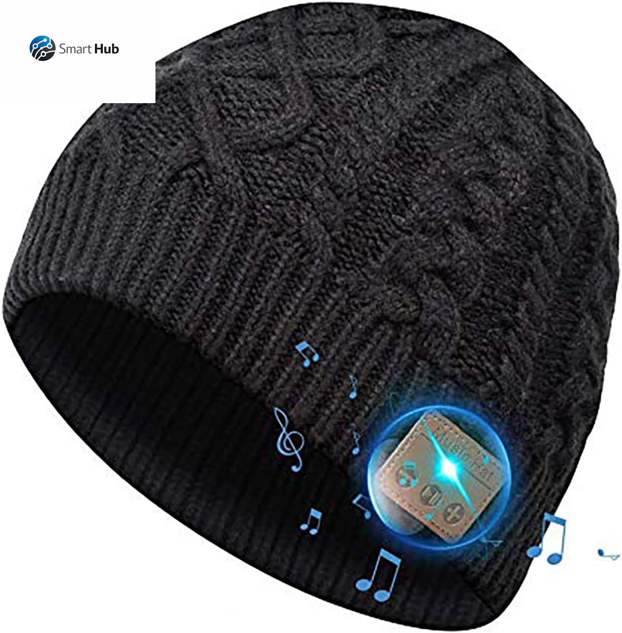 Wireless Bluetooth Beanie Hat Headphone Winter Warm Soft Knit Cap with Wireless Headphone Speaker Mic Hands Free for Iphone Android Cell Phones Black